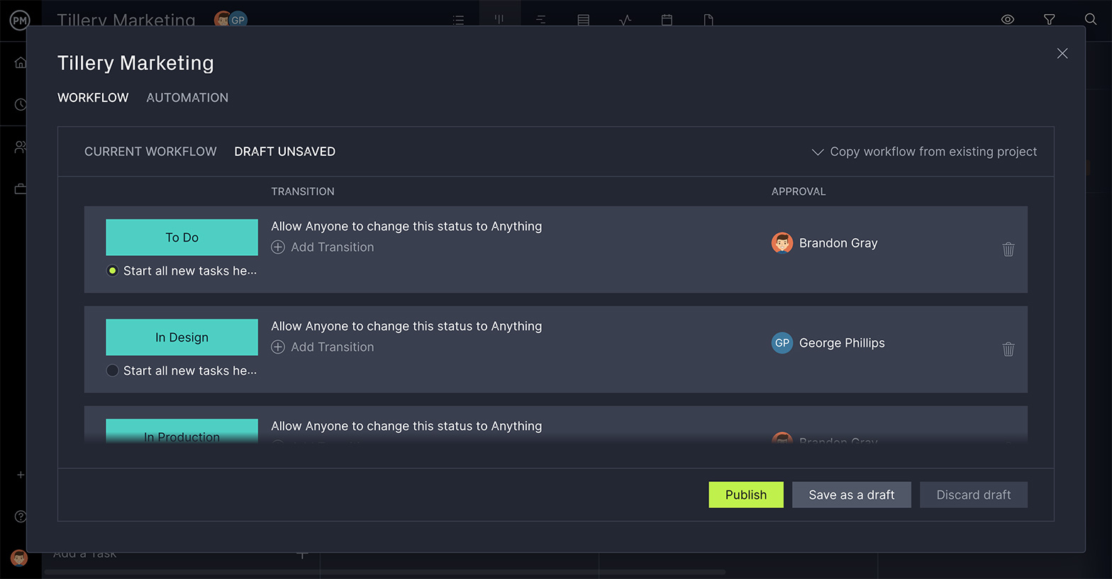 Workflow automation for creative project management
