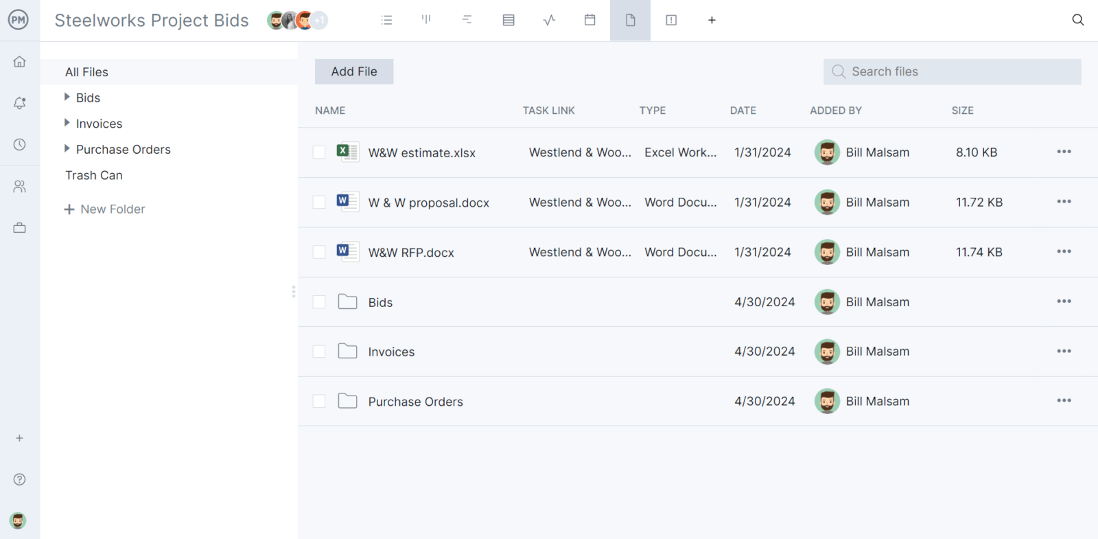 A zoomed in screenshot of ProjectManager.com’s Overview Projects tab