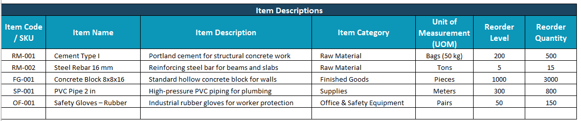 Stock Register Format for Excel (Free Download)